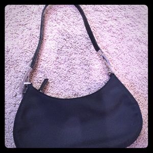 DKNY black canvas shoulder purse